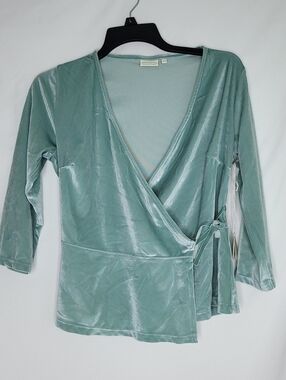 SPARTINA 449 Cassi Velvet Wrap Top In Blue Surf XS (NWT)